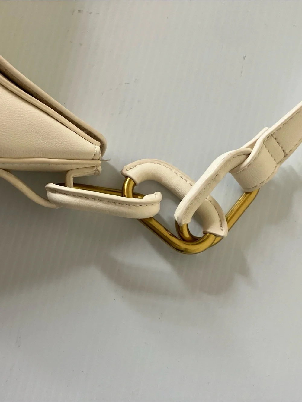 Madison West Ivory Vegan Leather Neutral Minimalist Shoulder Bag Purse